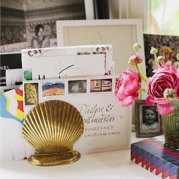 Vintage MCM Solid Brass Seashell Bookends - Picture 1 of 5